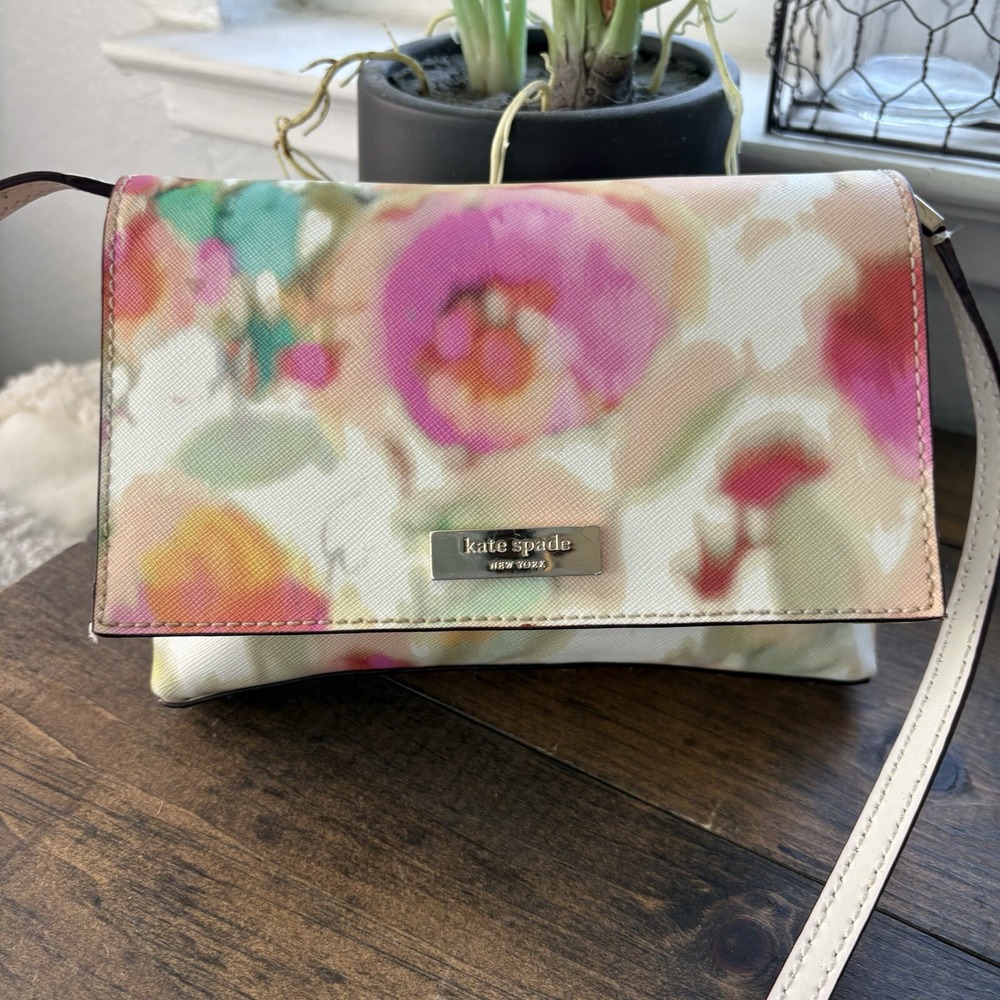 Kate Spade NY Grant Street Watercolor Floral Vinyl Sally Small Crossbody Purse